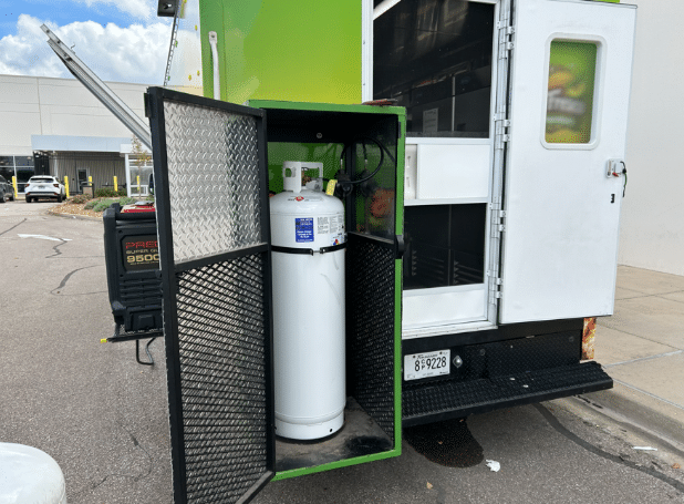 A picture of a propane tank from Forklift Propane used for a food truck.